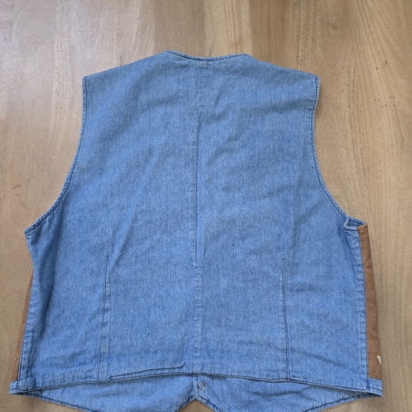 Vintage 90s Gold River Western Denim & Faux Suede Vest NWT - XL - Picture 2 of 10